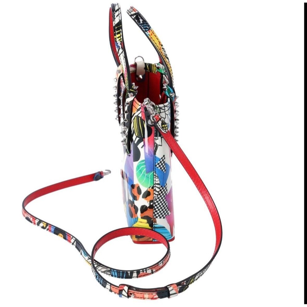 Christian Louboutin Cabata N/S Mini Tote Bag White Red Multi Patent Leather - Picture 4 of 7